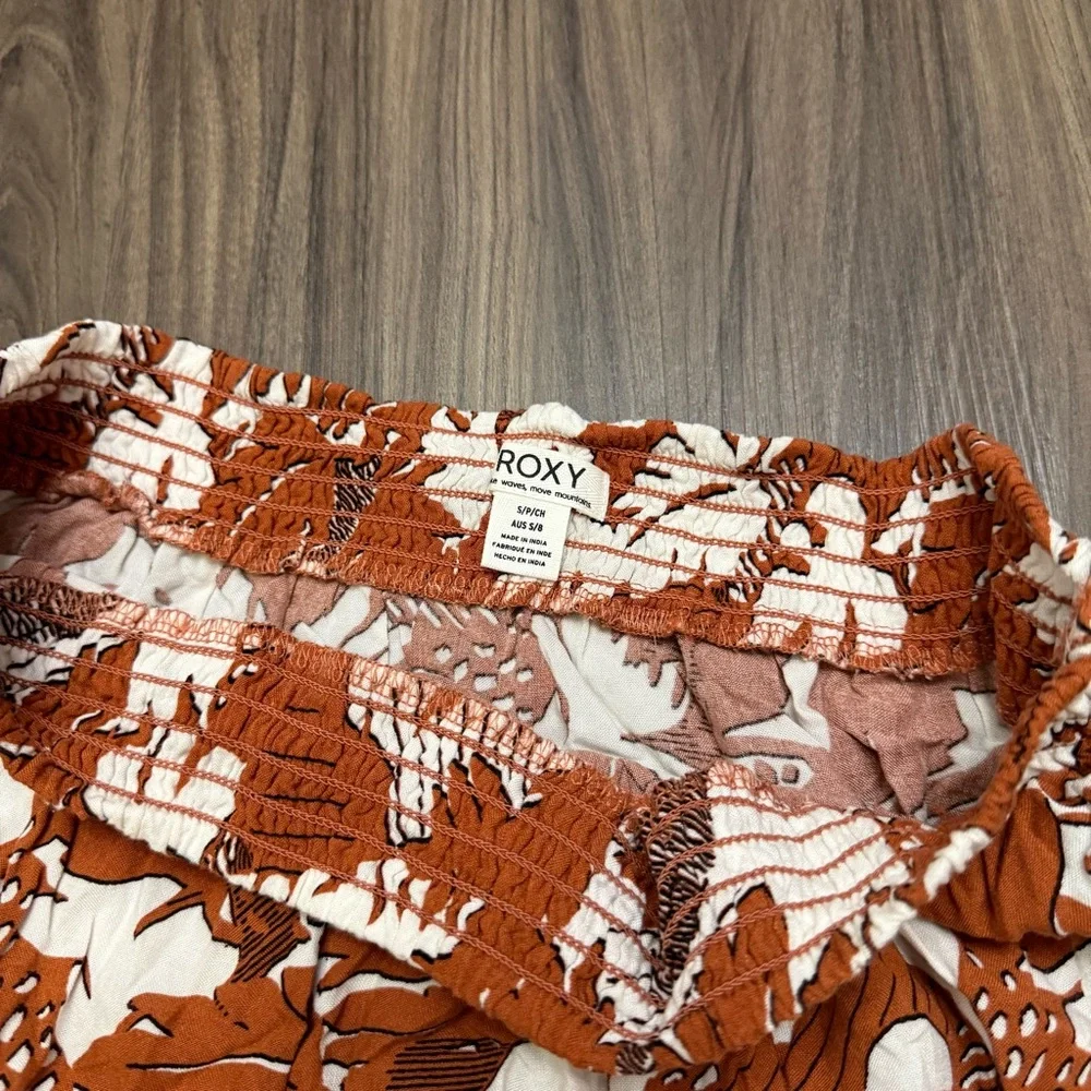 Roxy women sz S elastic waist Cream Floral mini Skirt s - Picture 5 of 6